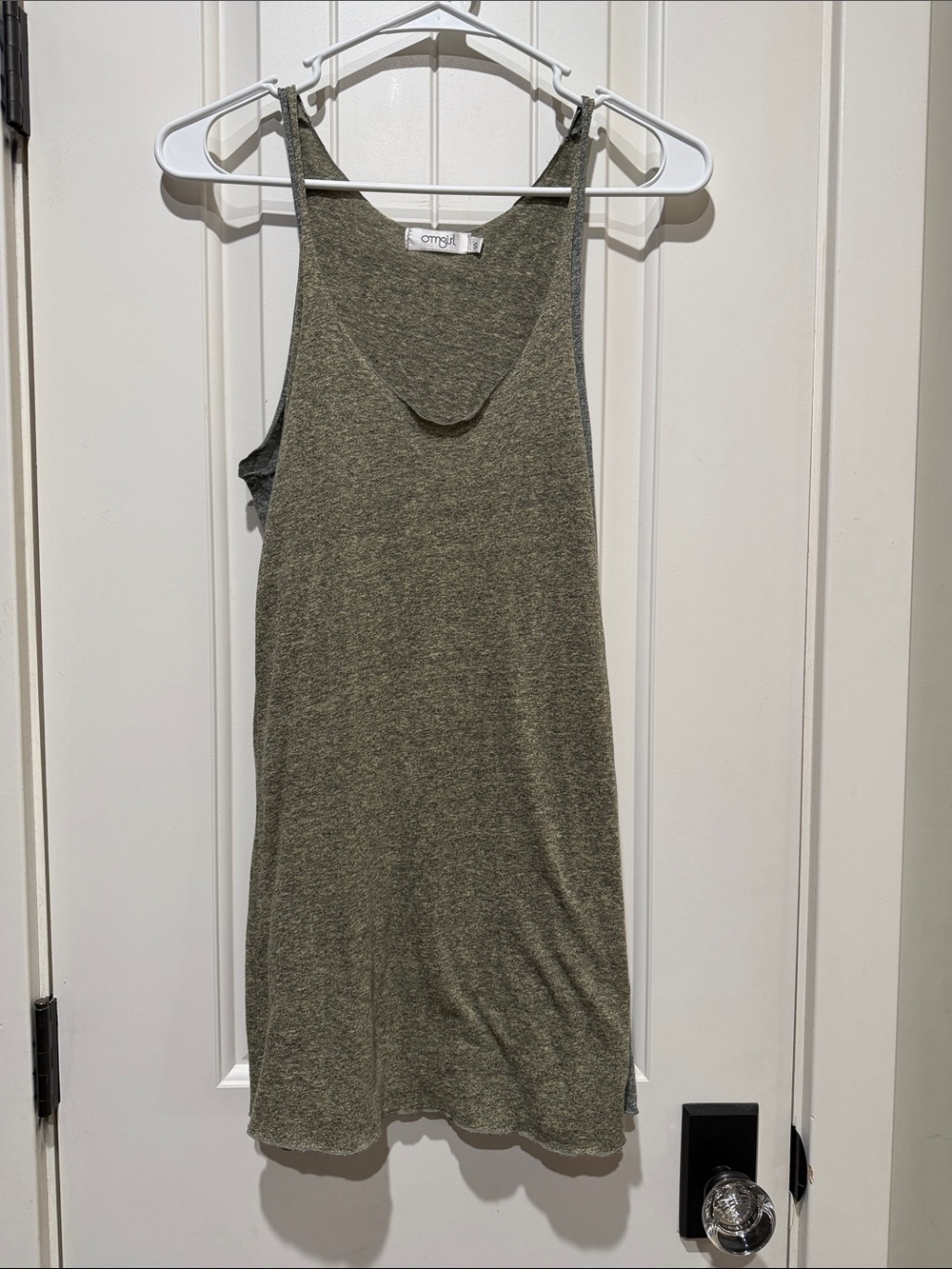 OM GIRL long tank size Small Olive Green Racerback Tank
